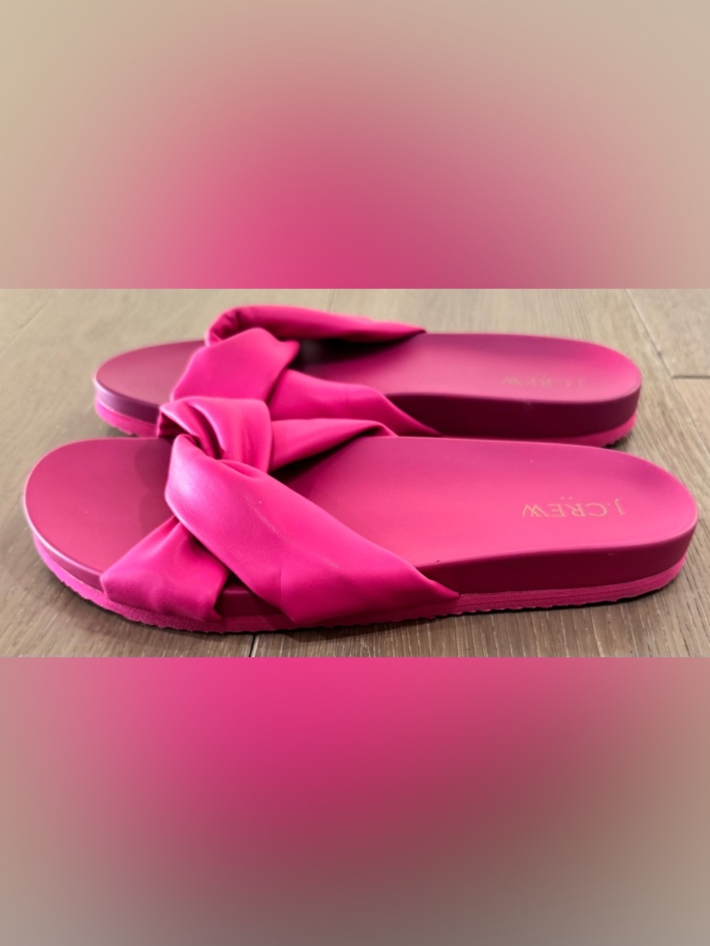 J. Crew Hot Pink Knot Slides NWT